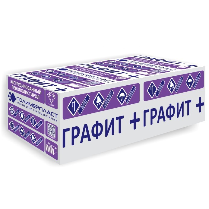 Экструдированный пенополистирол Графит+ ЭПС 35 1180х580х50 мм, 8 шт. уп