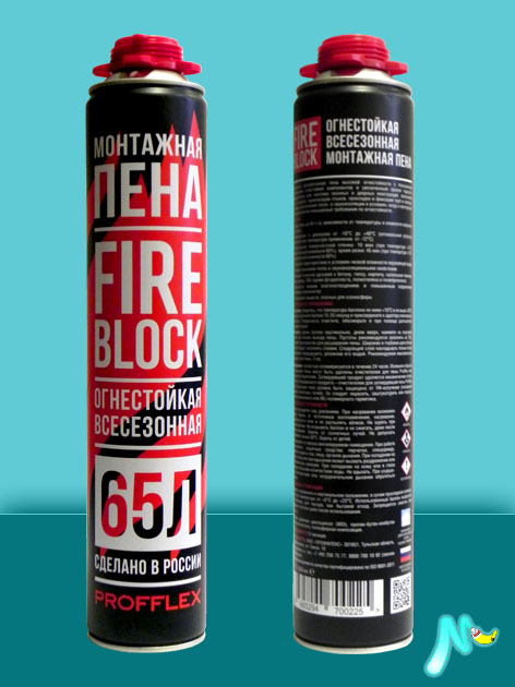 Пена противопожарная PROFFLEX  FIRE BLOCK Pro, 65л
