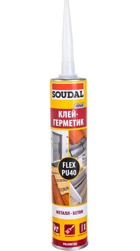 Полиуретановый герметик-клей Soudal FLEX PU 40 FC, серый, 300мл