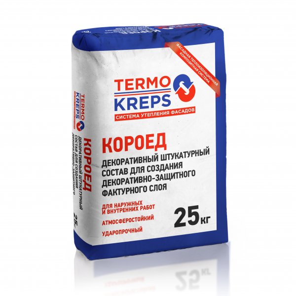 Декоративная штукатурка Крепс TERMOKREPS, &quot;короед&quot; 1.5мм, 25кг