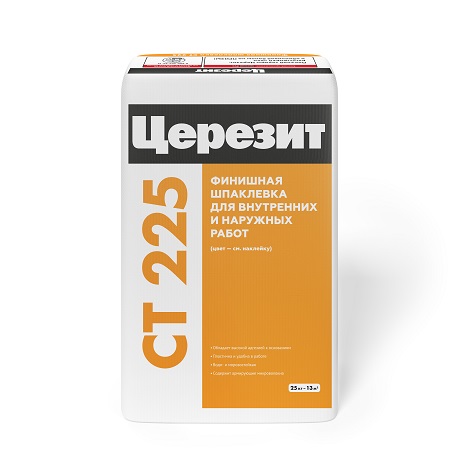 Шпаклевка фасадная финишная Ceresit СТ 225, белая, 25кг