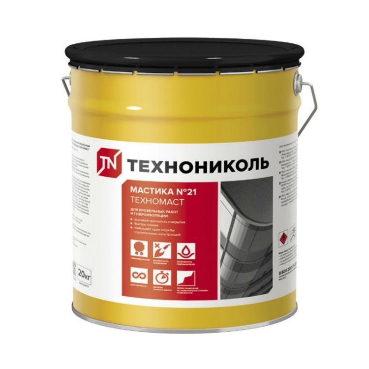 Мастика кровельная гидроизоляционная ТЕХНОНИКОЛЬ №21 Техномаст, ведро 20кг