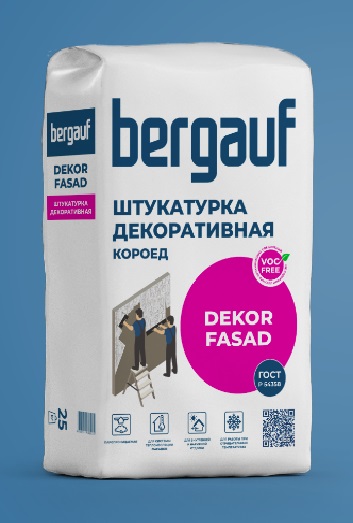 Штукатурка декоративная фасадная Bergauf (Бергауф) Dekor Fasad короед 2,5–3 мм, 25 кг