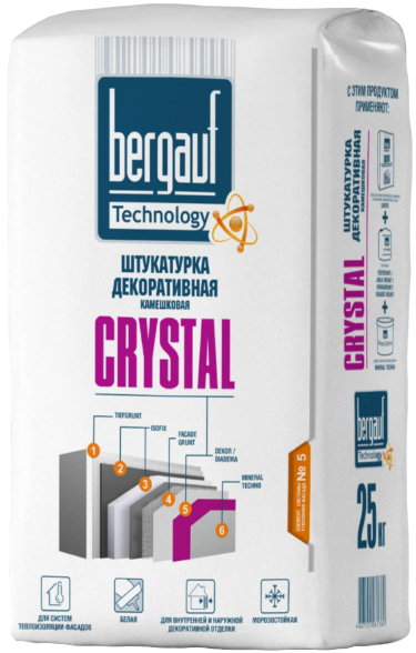Штукатурка декоративная Bergauf (Бергауф) Crystal камешковая 2 мм зимняя, 25 кг