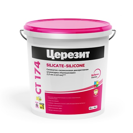 Ceresit СТ 174 Штукатурка силикатная силиконовая 1,5мм (25кг) (RAL 9003)