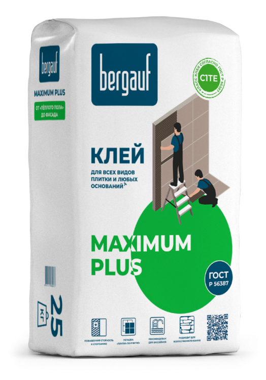 Клей плиточный усиленный Bergauf (Бергауф) Keramik Plus С1, 25 кг