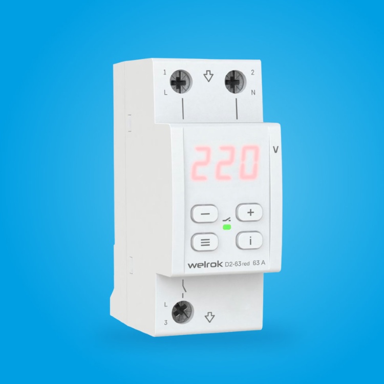 Реле напряжения Welrok D2-63 red