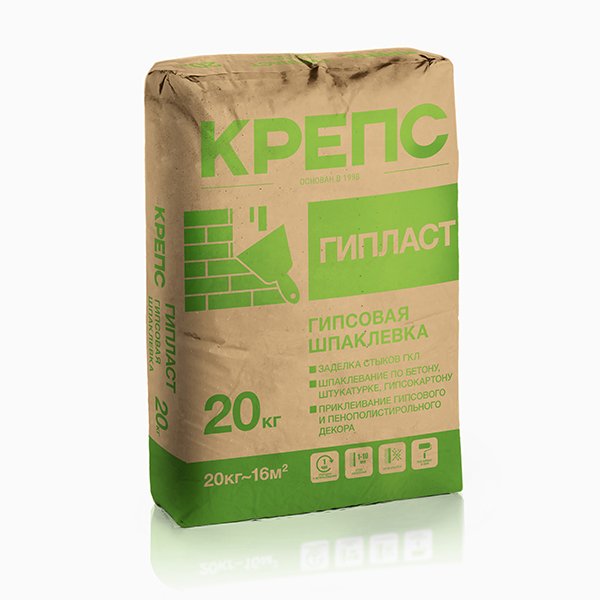 Гипсовая финишная шпаклевка Крепс ГИПЛАСТ, 20кг
