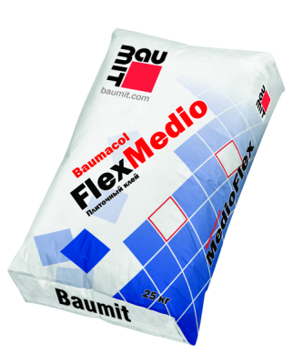 Плиточный толстослойный эластичный клей Baumit Baumacol FlexMedio, 25кг