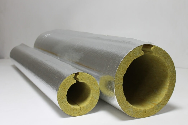 Цилиндр минераловатный Экоролл КВ-80 ФА кашированный армированной фольгой Ø60 мм, толщина 20 мм