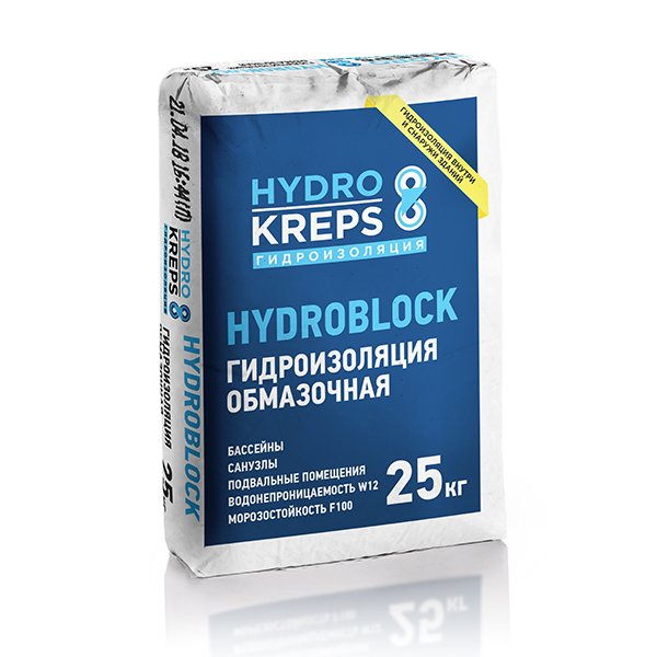 Гидроизоляция обмазочная цементная Крепс Hydroblock, 25 кг