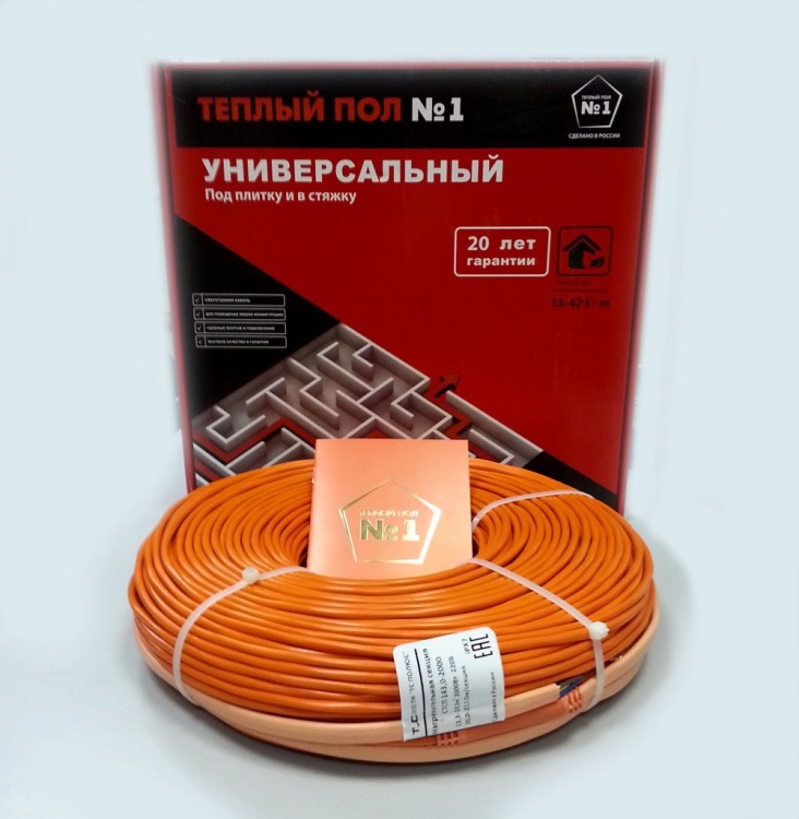 Нагревательный кабель для теплого пола «Теплый пол №1» СТСП-80,0-1200 в стяжку, 80 м, 1200 Вт