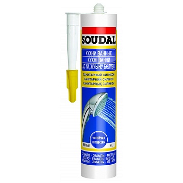 Герметик силиконовый санитарный Soudal, белый, 280 мл