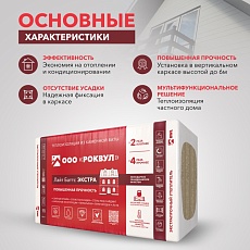 Rockwool Лайт Баттс ЭКСТРА (1000*600*100) 4п/2,4м2/0,24м3/24пач.под