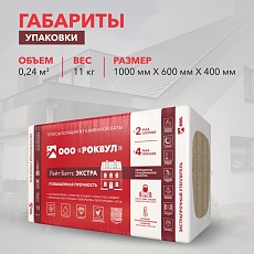 Rockwool Лайт Баттс ЭКСТРА (1000*600*50) 8п/4,8м2/0,24м3/24пач.под